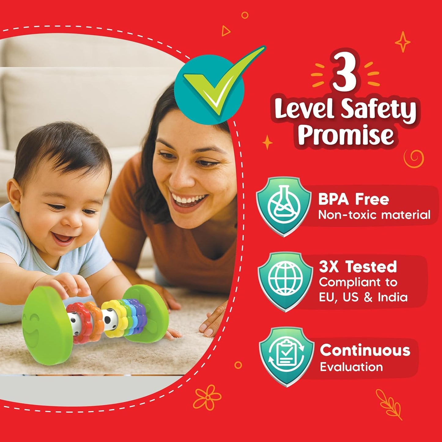 Imagimake Stacking Pots Toys | Leaps & Bounds 6+ Month Old Baby Toy | Learning Toy for Infant & Toddler | 5-in-1 Play & Learn | Stacking, Nesting, Pretend Play | First Birthday Gifts for Girls & Boys