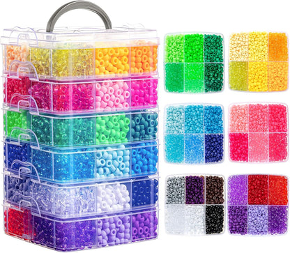 Umikk 10,000 Pcs Pony Beads, 30 Assorted Colored Beads for Bracelets Making Hair Braiding Kandi Friendship Bracelet Bead for Craft Jewelry Making Christmas Gifts (5.73LB, Boxed)