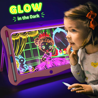 YUBALEER Magic LED Drawing Board for Kids, Toys for Boys Ages 5-7, Light Up Tracing Pad with 9 Double-Sided Cards, 6 Washable Pens, Glow Up Toys for Kids 4-6 Year Old Christmas Birthday Gifts