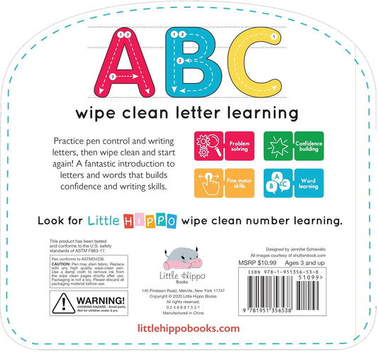 Write & Wipe ABC - Children's Novelty Learning Board Book - Wipe Clean - Alphabet - Educational (Wipe Clean First Skills Learning Series: Includes Dry-Erase Marker)