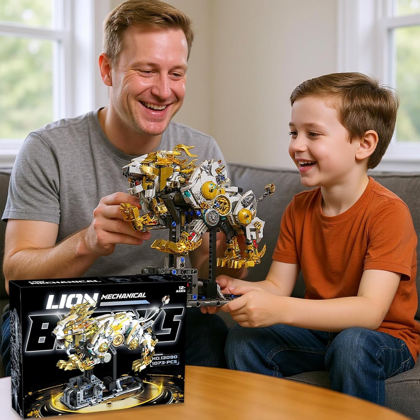 CSNRHG Mechanical Lion Building Block Toy Set Futuristic Mechanical Beast Model with Movable Parts & Gears Premium Mechanical Building Kit with Display Stand, Ideal Gift for Boys & Adults