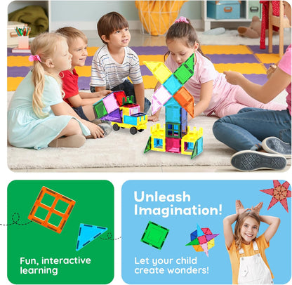 PicassoTiles Magnetic Building Block Set Geometry Shape Magnet Tiles Construction Toy STEM Learning Kit Educational Playset Playboard Pretend Play Stacking Blocks Child Brain Development PT16