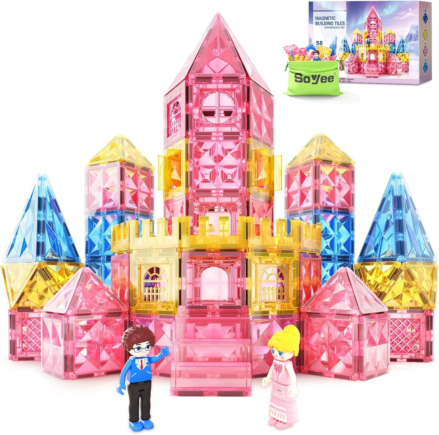 Soyee Diamond Magnetic Building Blocks - Princess Toys for 3-8 Year Old Girls & Boys - 3 4 5 6 Year Old Girl Birthday Xmas Present