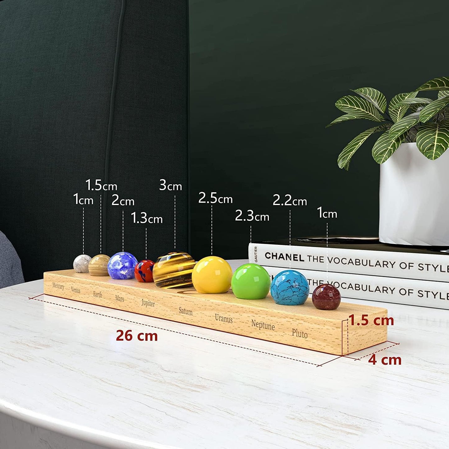 Nine Planets Gem Stones Planets Decorations Solar System Model Handmade Space Home Office Desk Decorations Creative Gift for Men, Women, Kids