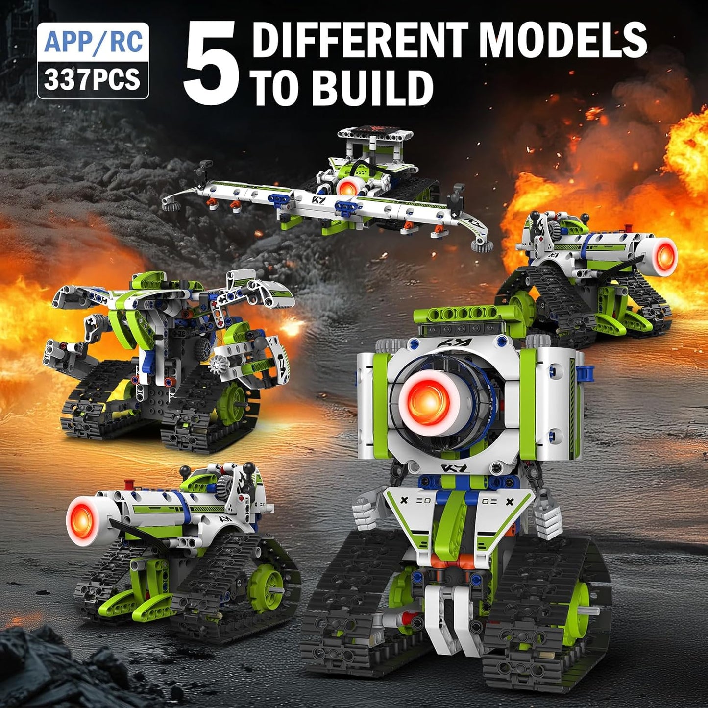 5 in 1 STEM Robot Building Kit with APP Remote Control, 705 PCS Engineering Robot Toys for Kids Age 8-16, Science Coding RC Robotics Kit Birthday Gifts for Boys Girls 6 7 8 9 10 11 12