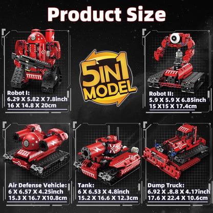 STEM Robot for Kids Ages 8-14, 5-in-1 Remote Control and APP Programmable Robot Toys - 720 Pcs DIY Building Science Educational Kit, Building Block Birthday Present for Teen Boys Girls