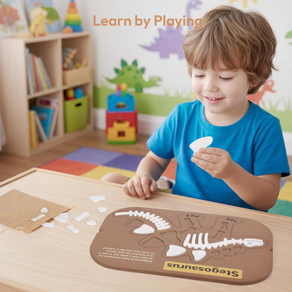 Woodtoe 2 PCS Dinosaur Sensory Table Inserts, Double-Sided Dinosaurs Puzzle for Flisat Trofast, 3D Wooden Dinosaur Puzzle, Sensory Sand & Water Table Accessories, Science Toys STEM Kits for Kid Age 3+