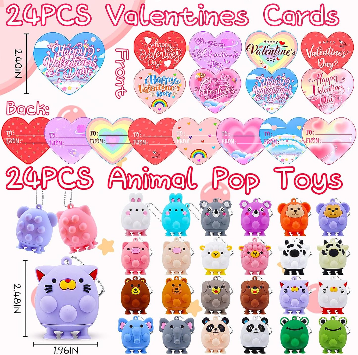 ChildFun 24 PCS Party Favors for Kids,3D Animal Pop Toys,Goodie Bags Stuffers for Kids,Pinata Stuffers Carnival Prizes,Fidget Toys Bulk,Prize for Classroom,Suction Toys for Toddlers