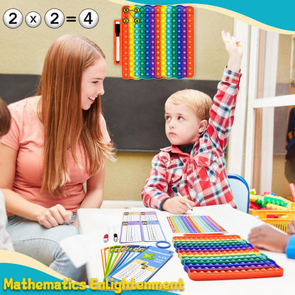 Addition Flash Cards+Multiplication Flash Cards + Fingertip Bubbles Toy, Interesting Math Combination, Math Games for Children Aged 3 +