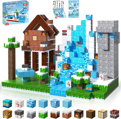 ToyUnited Magnetic Blocks-100PCS Magnetic Building Blocks Magnet Cube Toys Stacking,Build Forest World Set,STEM Montessori Sensory Toys for Kids Boys Girls Age 3 4 5 6 7 8 9 10 Easter Birthday Gift