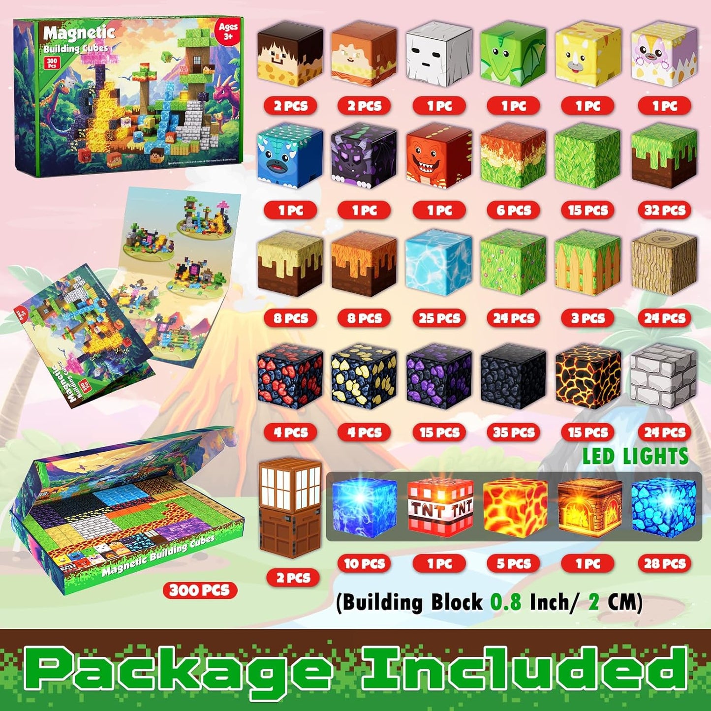 GraceDuck 300 PCS Magnetic Blocks - Magnetic Building Blocks, Stacking Magnets for Kids, Sensory Toy for STEM Montessori Sensory Toys for Kids 3+ Boys and Girls Christmas Birthday Gifts