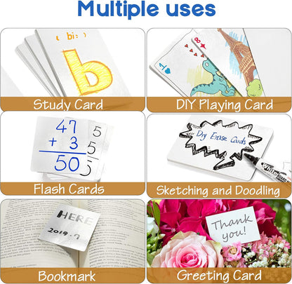 LotFancy Blank Playing Cards, 180PCS, Dry Erase, Reusable Flash Cards to Write on, DIY Vocabulary Study Learning Game Message Gift Card, Glossy Finish, Poker Size