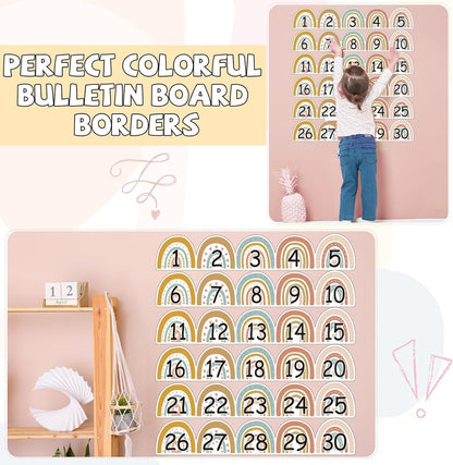 Number Line for Classroom Wall (-20 to +120) Boho Heart Shape Number Bulletin Board for Students Math Learning Boho Bulletin Border Decor Numbers Boarder Strips for Home School