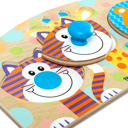 Melissa & Doug First Play Wooden Jumbo Knob Safari Animal Puzzle (3 pcs) Large Puzzles for Babies and Toddlers Ages 1+