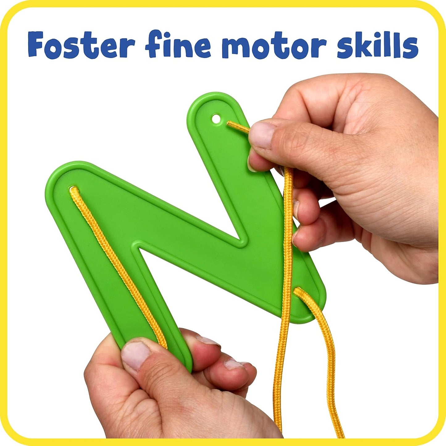 READY 2 LEARN Lacing Alphabet - Uppercase - 26 Letters - 8 Laces - Threading Toy for 3, 4, 5, 6 Year Olds - Fine Motor Skills, Letter Recognition and Early Spelling