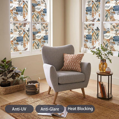 DKTIE Wooden Blinds Pattern Decorative Window Privacy Film, Sun Blocking Heat Control, Static Cling No Glue, with Installation Tools, Stained Glass Window Film (S531, 17.7" x 78.7")