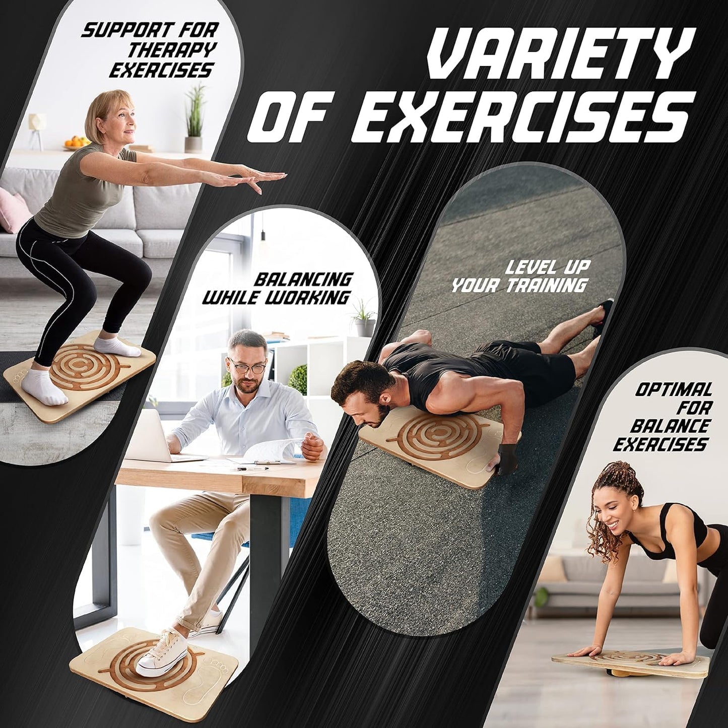 Yes4All 350LBS Professional Wooden Balance Board for Leg Workout, Anti-Slip Rocker Board, Wobble Board for Standing Desk