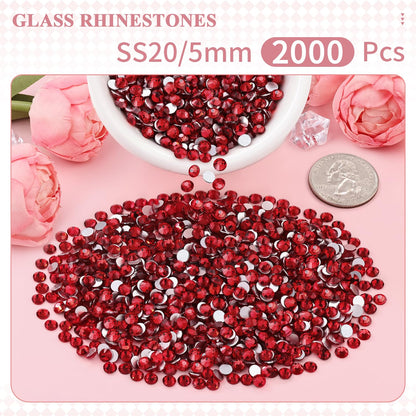 5000PCS SS6/2mm Glass Crystal Rhinestones (Clear), Bedazzling Flatback Rhinestones for Crafting DIY Crafts Nail Art Makeup Decoration, Gems Diamond Charms for Tumbler Shoes Clothing Mug