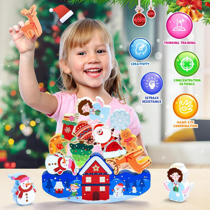 IPOURUP Dinosaur Toys for Kids 3-8 Kid Wooden Stacking Blocks Montessori Toy for 3 4 5 6 7 8 Year Old Boys Girls Christmas Birthday Gifts Toddler Balance Game Ages 3-5 Toys for Boy Girl Age 5-7