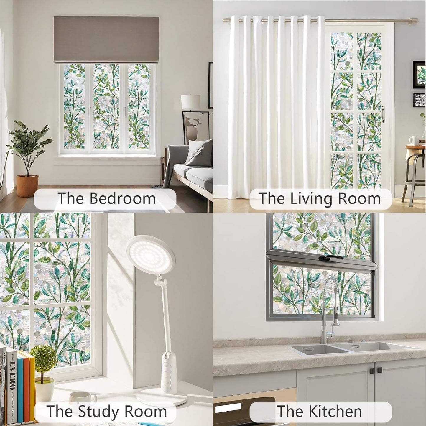 LEMON CLOUD Window Film, Decorative Window Privacy Film, Window Film Privacy Static Cling Frosted, Anti-UV Sun Blocker Heat Control for Home(Grayish Black, 17.5 x 78.7 inches)