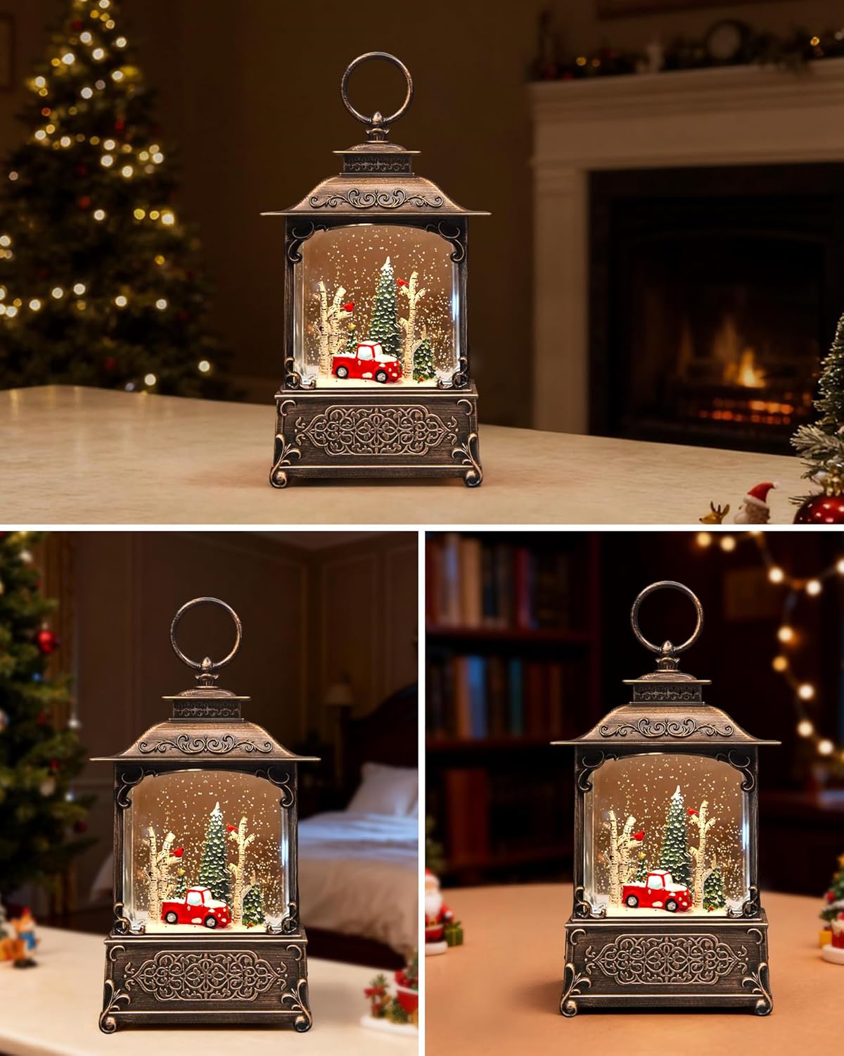 Extra Large Christmas Snow Globes Christmas Lantern, 12.99" Musical Snow Globe with 8 Songs, Santa Snowglobe for Kids Adults, 6H Timer Dual Power, Lighted Christmas Decorations Indoor Gifts
