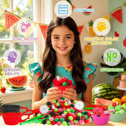 307 Pcs St. Patrick's Day Sensory Bin Filler Shamrock Fine Motor Sensory Bin Items Includes Pom Poms Irish Shamrock St. Patrick's Hat Resin Animals for Counting Sorting Training