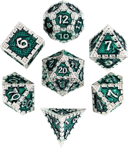 UDIXI Steampunk Metal Dice Set, 7 Die Polyhedral DND Dice Set for D&D Role Playing Game and Math Teaching (Ancient Copper)