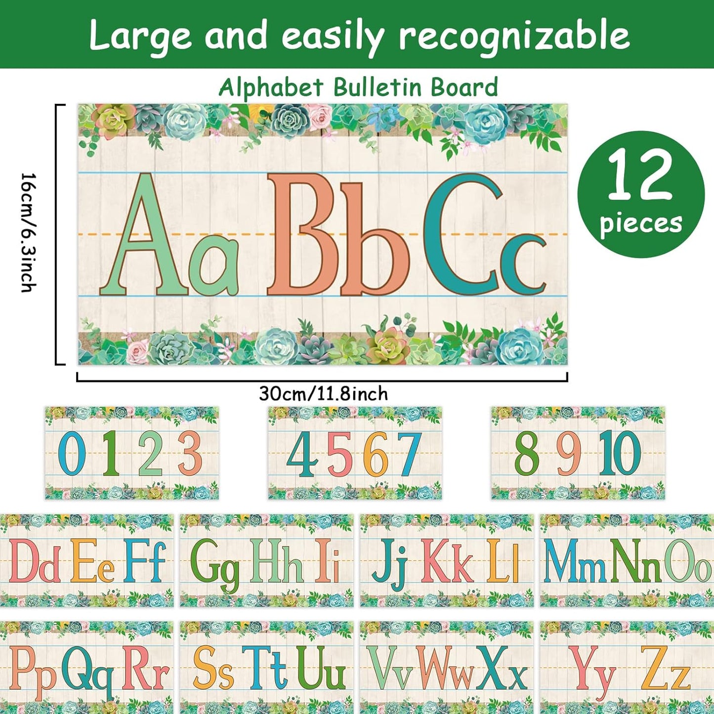 gisgfim 12 Pieces Alphabet Bulletin Board Strips Set Boho Rainbow Alphabet Line ABC Alphabet Banner & Number Border Posters for Preschool Kindergarten Classroom Playroom Bedroom (Boho)