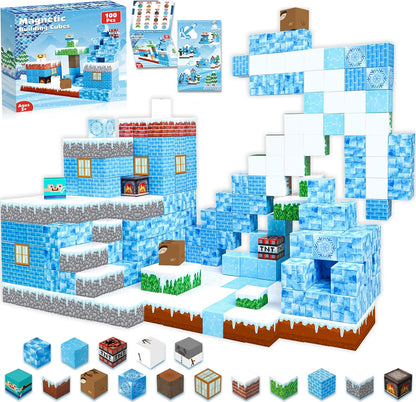 ToyUnited Magnetic Blocks-100PCS Magnetic Building Blocks Magnet Cube Toys Stacking,Build Forest World Set,STEM Montessori Sensory Toys for Kids Boys Girls Age 3 4 5 6 7 8 9 10 Easter Birthday Gift