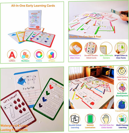 Wooden Puzzles for Toddlers 3-5 | Alphabet Number Shape Montessori Learning Toys | Magnetic Whiteboard, Flashcards & Markers | Preschool Educational 5-in-1 Learning Kit | VYN & VYN (Rainbow)