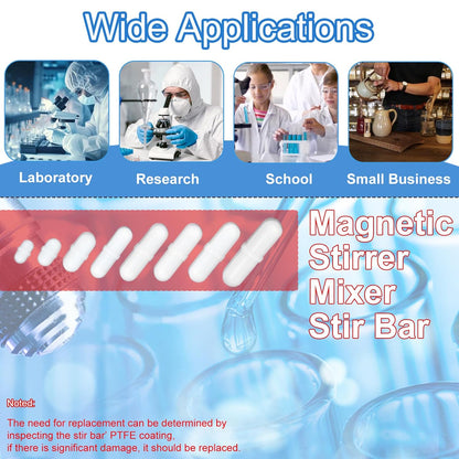 Magnetic Stir Bars with Magnetic Retriever Set, Lab Mixed Size PTFE Magnetic Stirrer Mixer Stir Bars PTFE Stiring Rod, 8x35mm, 8x30mm, 8x28mm, 7x30mm Magnetism for Laboratory Home DIY Project