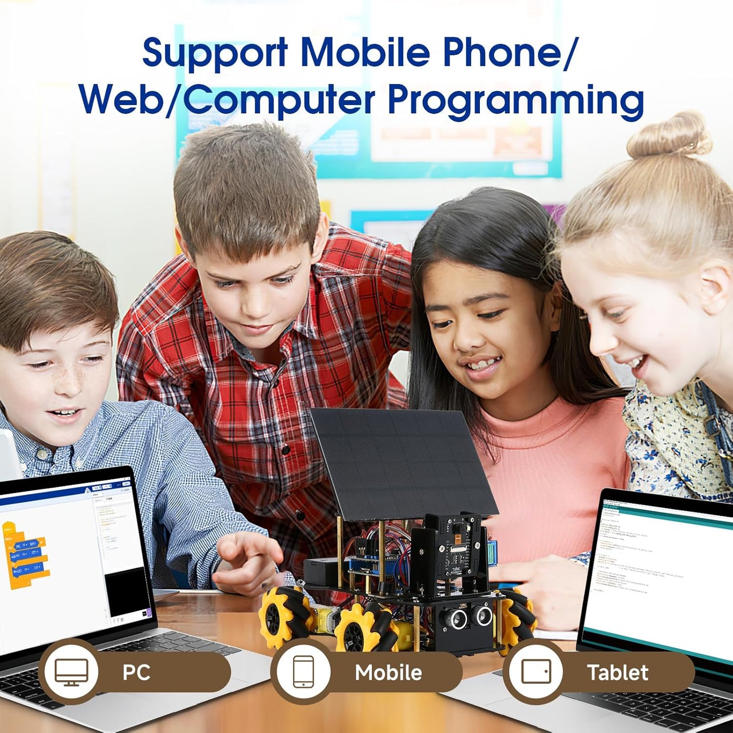 ACEBOTT Smart Robot Tank Car Kit with ESP32 for Arduino Robotics for Kids Ages 8-12 12-16 STEM Science Kits Coding Gifts for 8-16 Year Old Boys Girls Teens Cool Engineering Building Toys Unique Gifts