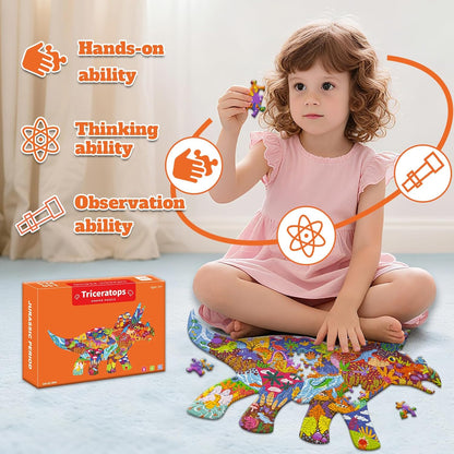GIVEITALL Irregular Animal Puzzles for Kids Ages 4-6 6-8 8-10 10-12 Year Old,Panda Puzzle 180 Pieces Enlightening Floor Puzzle Game Creative Gifts for Boys Girls (Panda)