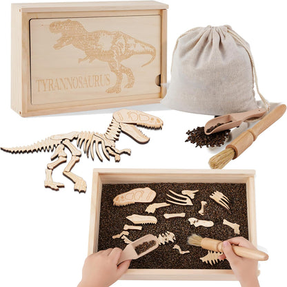 Dino Excavation Archaeology Dig Kit, Fossil Digging Kit for Kids, Dinosaur Skeletons Bones Puzzle Game with Wooden Storage Box, STEM Toys for Boys and Girls (Stegosaurus)