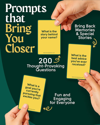 Chatterbox Conversation Cards for Families & Parents, Share Life Stories & Connect with Family & Get to Know You Game, Perfect for Game Night, Family Reunion, Dinner Table or Road Trips, 2+ Players