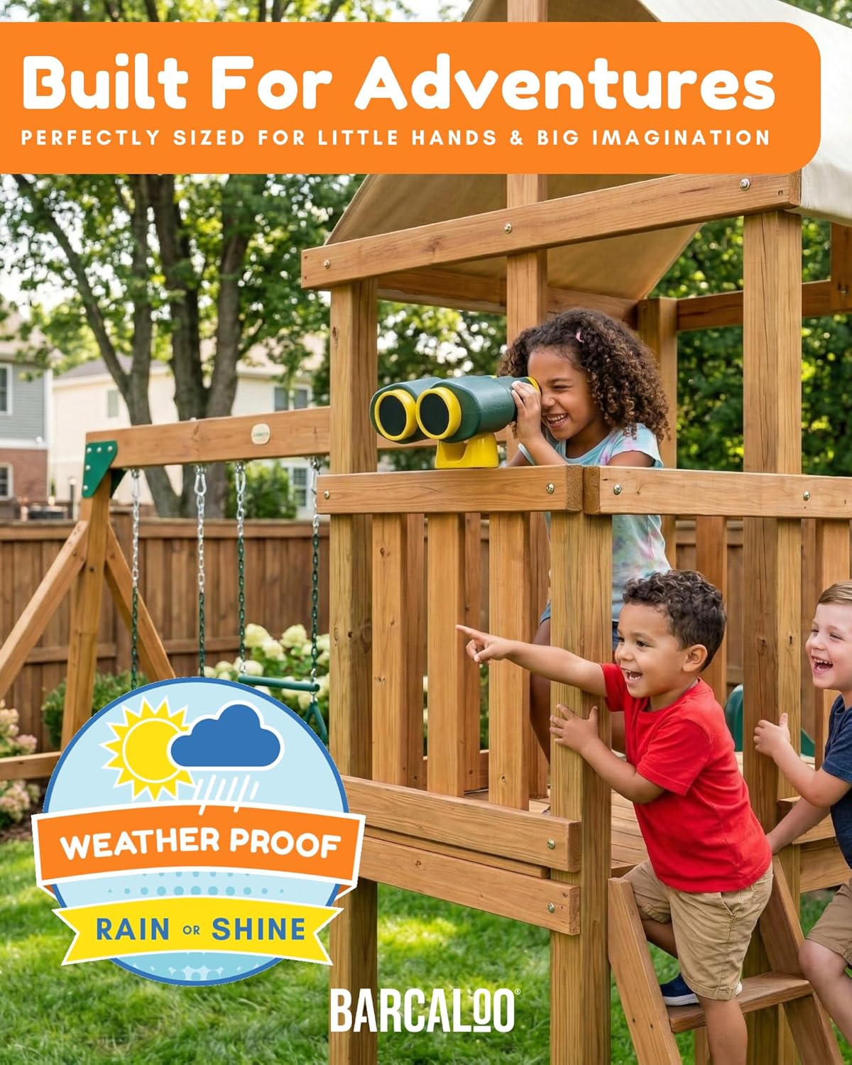 Barcaloo Kids Playset Telescope - Outdoor Backyard Playground Accessories for Kids, Pirate Telescope for Swingset, Jungle Gym, Treehouse, and Playset Accessories