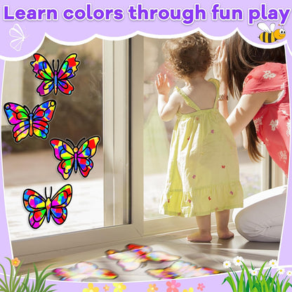 Lonfliness 32 Sets Solar System Suncatchers Crafts Kit DIY Outer Space Window Stained Glass Effect Paper Planet Home School Classroom Decoration Art Craft Creative Activity Project Gift Favor