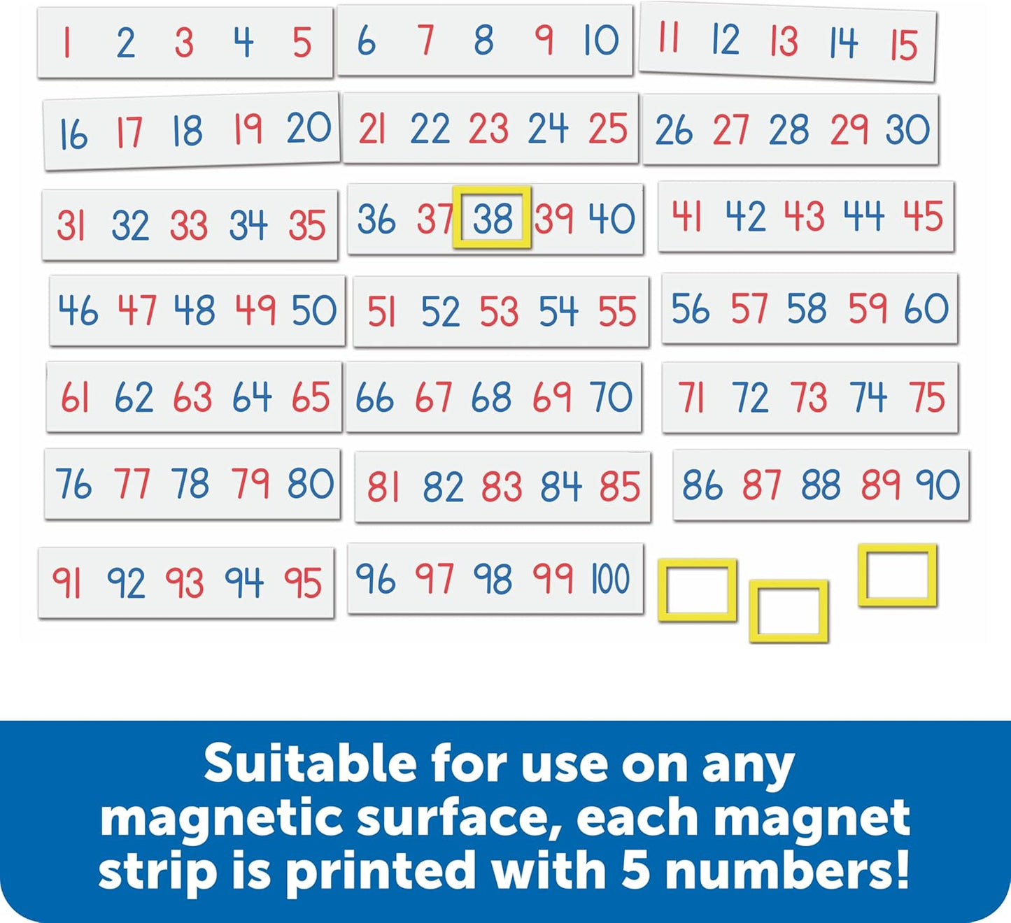Learning Resources Magnetic Number Line 1-100, 20 Magnets, Classroom Accessories, Teacher Aids, Sets of 5 Magnets