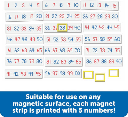 Learning Resources Magnetic Number Line 1-100, 20 Magnets, Classroom Accessories, Teacher Aids, Sets of 5 Magnets
