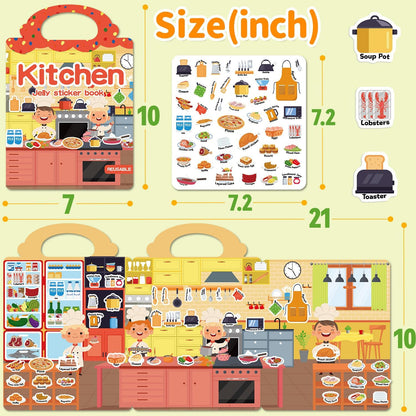 6 Sets Reusable Sticker Book for Toddlers 3-6, Jelly Sticker Books for Toddler, Travel Sticker Activity Toys for Kids 3 4 5 6 Years Old Girls & Boys