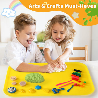 AtMini Silicone Art Mats for Kids, 24"x16" Silicone Craft Mat with Lip to Keep Clean, Play Sand, Painting, DIY Crafts Mat for Kids (Purple)