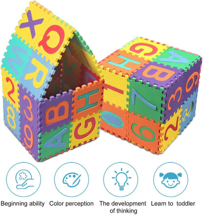 Kangler Kids Foam Puzzle Play Mat 5.9inch x 5.9inch (36-Piece Set) Interlocking EVA Floor Tiles with Alphabet and Numbers