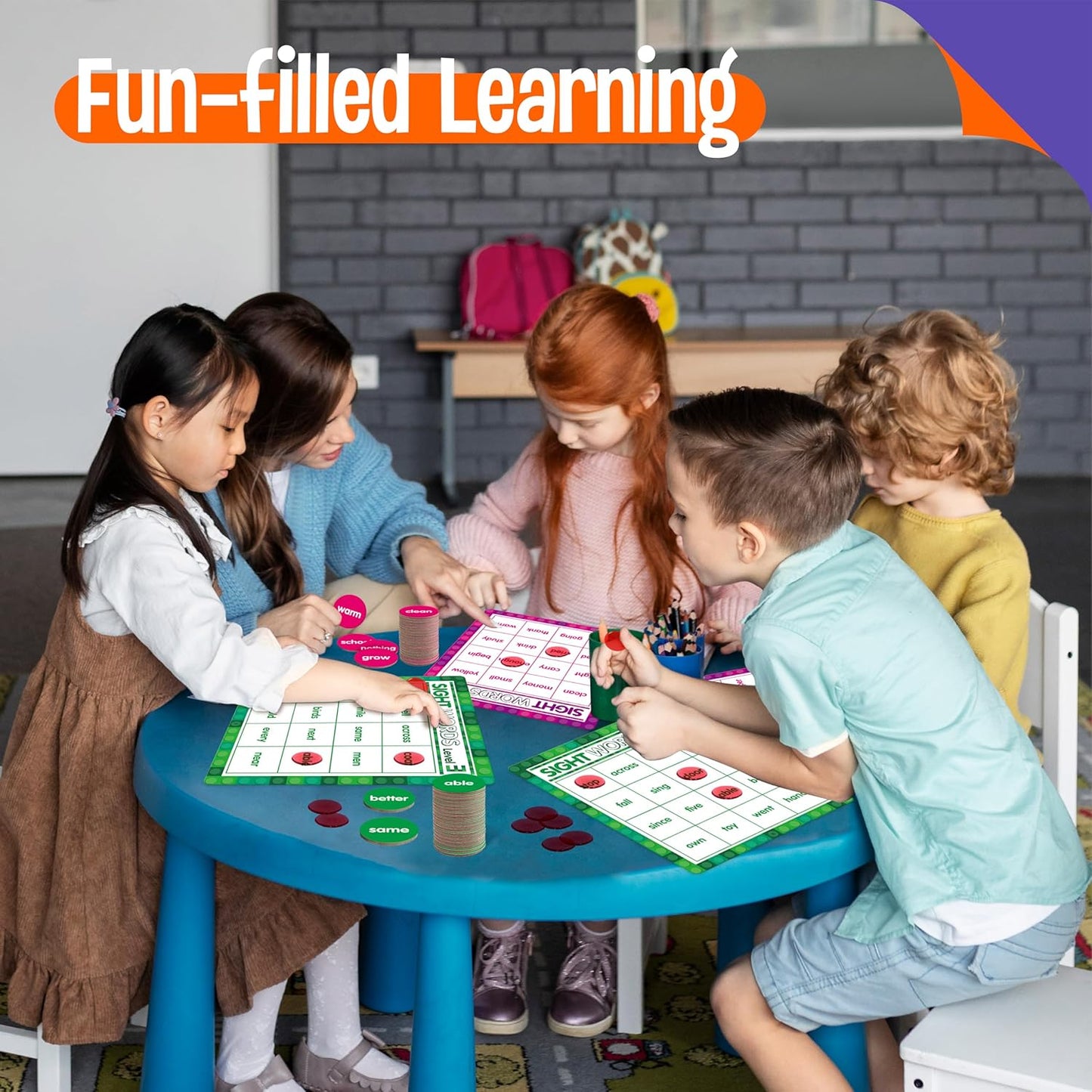 SpriteGru Multiplication & Division Bingo Game, 480 Math Problems, 2 Educational Math Board Game for Kindergarten and Preschool Kids 4-8, Perfect for Classroom & At Home (Up to 25 Players)