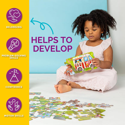 Upbounders® 48 Piece Jumbo Floor Puzzle for Kids | Barbershop Beginner Puzzle | Pretend Play & Learning Toy for Boys Girls Ages 4 5 6 | Black Brown Boy at The Barber (Multicultural)