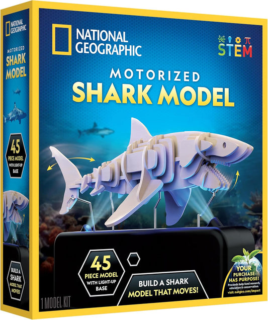 National Geographic Motorized Dinosaur 3D Puzzle - 50-Piece 3D T. Rex Wood Model Kit with Light-Up Motorized Display Base and 8 Light Settings, 3D Puzzles for Kids, Buildable Dinosaur Model