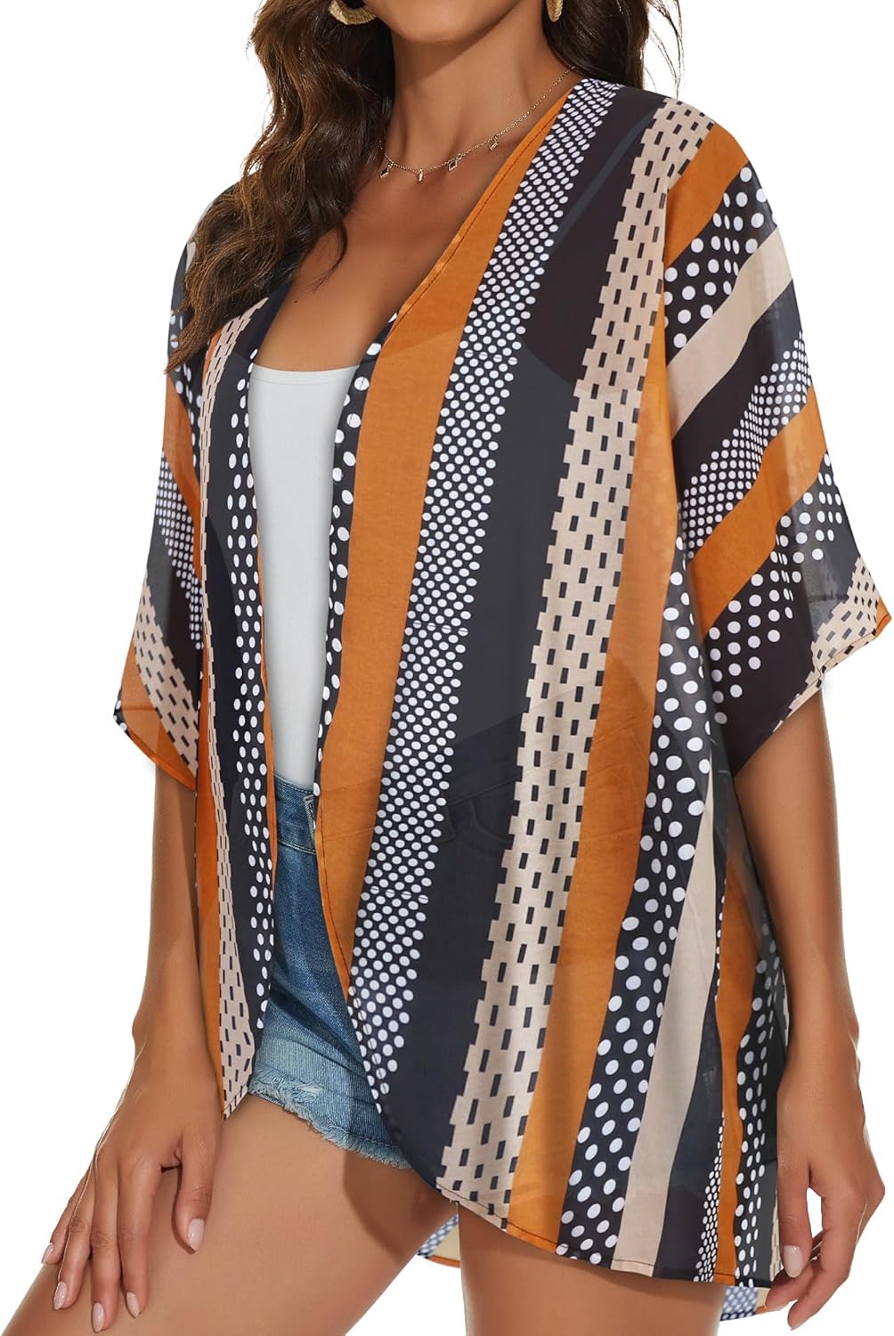 Womens Kimono Cardigans Beach Cover ups Swimwear Puff Sleeve Loose Casual Summer Tops 2026