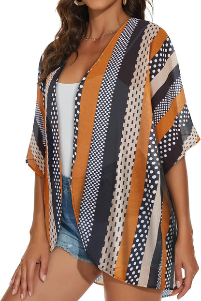 Womens Kimono Cardigans Beach Cover ups Swimwear Puff Sleeve Loose Casual Summer Tops 2026