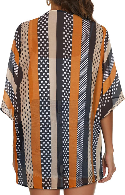 Womens Kimono Cardigans Beach Cover ups Swimwear Puff Sleeve Loose Casual Summer Tops 2026