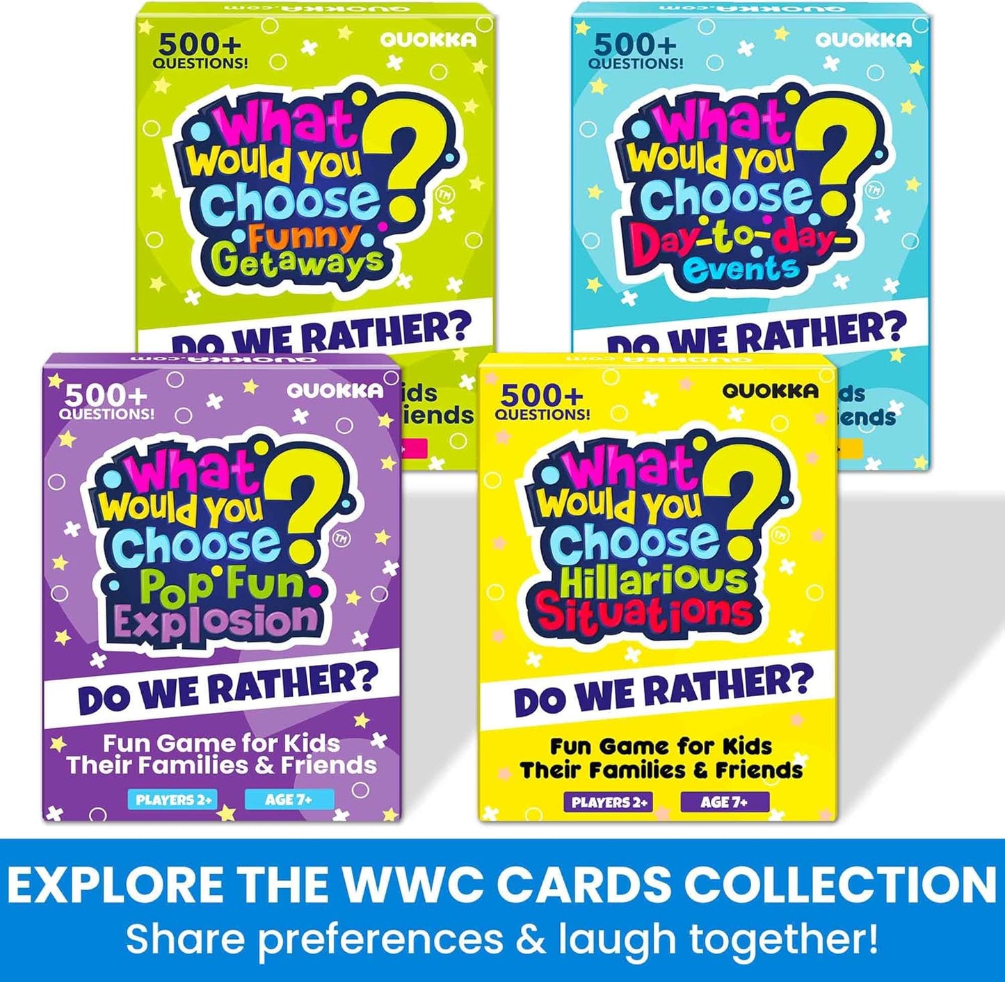 QUOKKA Board Games for Kids 8-12 – Family Games for Kids and Adults – What Would You Choose – 500+ Questions – Original Edition – Fun Card Game for Family Night