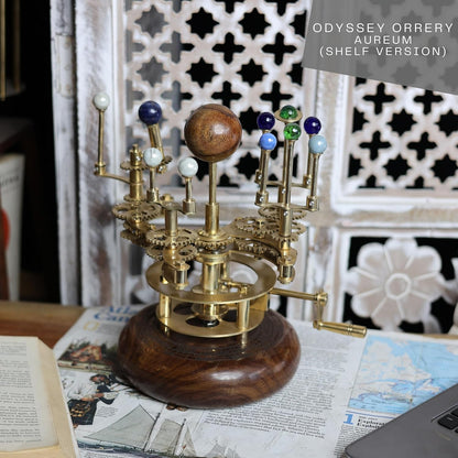 Solar System Model | Educational & Decorative Astronomy Orrery | Premium Brass Mechanical Planetarium (8" Earth & Moon)